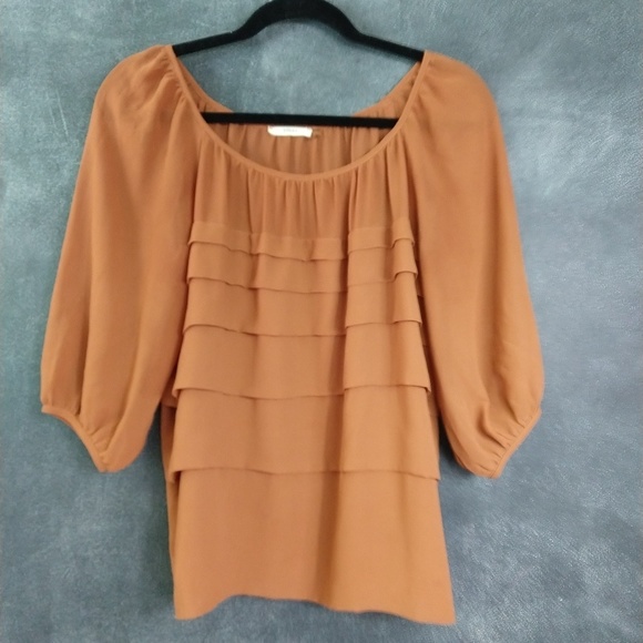 Popsy Tiered Ruffle Semi-Sheer Career Blouse - Picture 4 of 7